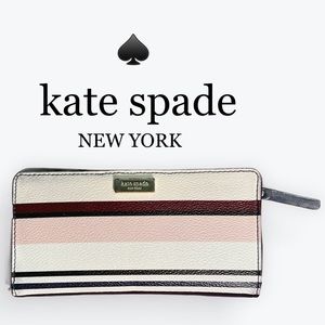 kate spade Shore Street Berber Stripe Pink Multi Stacy Bifold Wallet Preppy Chic